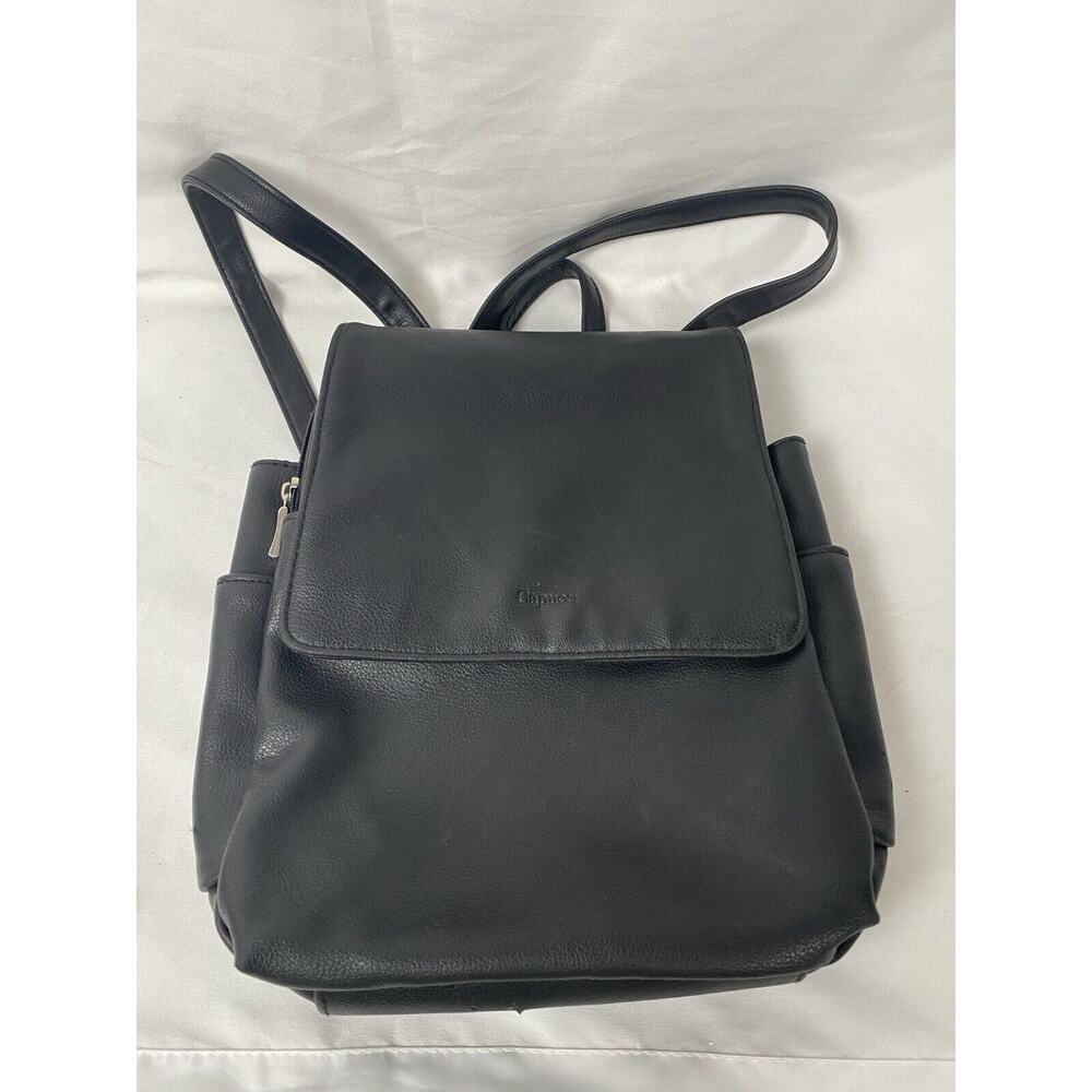 Capucci Women's Black Synthetic Leather Backpack Multiple Compartment Small